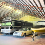 covered large storage with RV, car and boat