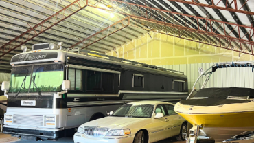 covered large storage with RV, car and boat